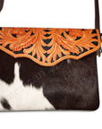 American Darling  Envelope Hand Tooled Hair On Genuine Leather Women Bag Western Handbag Purse