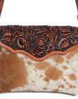 American Darling  Envelope Hand Tooled Hair On Genuine Leather Women Bag Western Handbag Purse