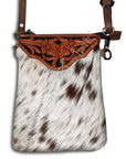 American Darling Hand Tooled Hair On Genuine Leather Women Bag Western Handbag Purse