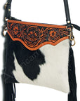 American Darling Small Crossbody Hand Tooled Hair On Genuine Leather Women Bag Western Handbag Purse