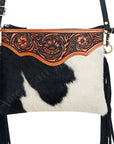 American Darling Small Crossbody Hand Tooled Hair On Genuine Leather Women Bag Western Handbag Purse