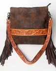 American Darling Cross Body Hand Tooled Hair On Genuine Leather Women Bag Western Handbag Purse