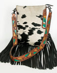 American Darling ADBGZ132BKW Large Crossbody Hair On Genuine Leather Women Bag Western Handbag Purse