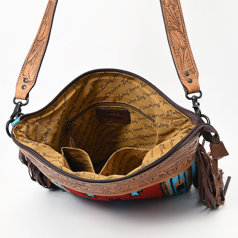 American Darling ADBGZ139G Signature Crossbody Hand Tooled Saddle Blanket Genuine Leather Women Bag Western Handbag Purse
