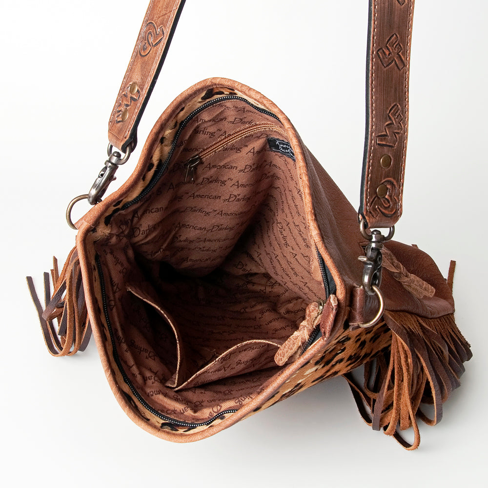 American Darling Messenger Hand Tooled Hair On Genuine Leather Women Bag Western Handbag Purse