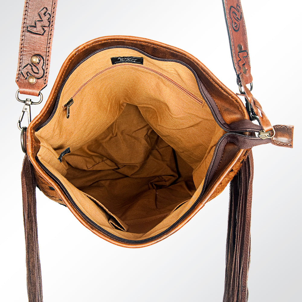 American Darling Messenger Hand Tooled Hair On Genuine Leather Women Bag Western Handbag Purse