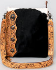 American Darling ADBG464BRW Chaps Bag Hand Tooled Hair On Genuine Leather Women Bag Western Handbag Purse