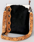 American Darling ADBG464BRW Chaps Bag Hand Tooled Hair On Genuine Leather Women Bag Western Handbag Purse