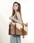 American Darling Hand Tooled Hair On Genuine Leather Women Bag Western Handbag Purse