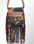 ADBGS192BRAC2A American Darling Hand Tooled Hair On Genuine Leather Women Bag Western Handbag Purse