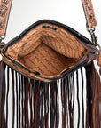 ADBGS192BRAC2A American Darling Hand Tooled Hair On Genuine Leather Women Bag Western Handbag Purse