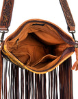 American Darling ADBGS192YLAC2A Messenger Hand Tooled Hair On Genuine Leather Women Bag Western Handbag Purse
