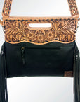 American Darling Clutch Hand Tooled Saddle Blanket Fabric Genuine Leather Western Women Bag Handbag Purse | Purses for Cute