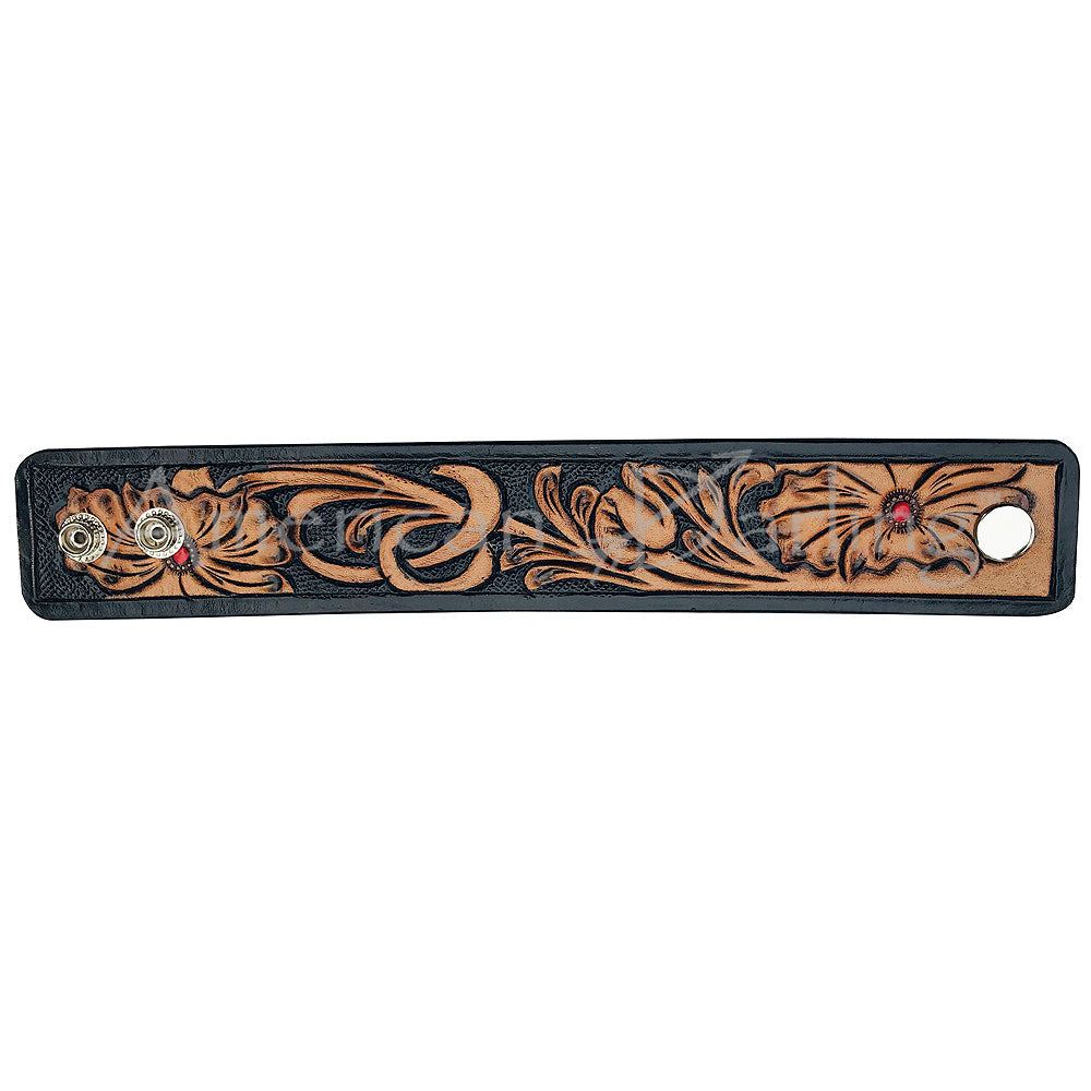 American Darling ADBRF115 Hand tooled carved Genuine Leather Bracelet women