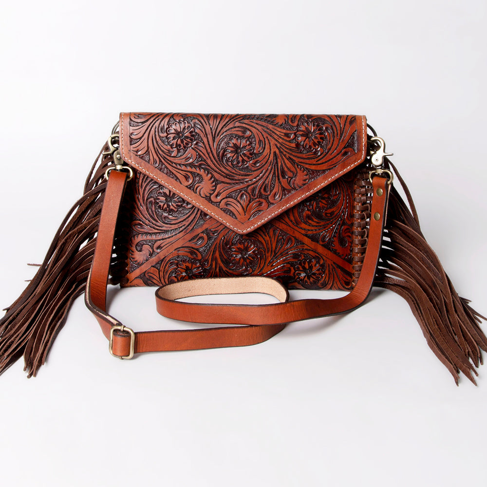 American Darling ADBG476ANTBR Envelope Hand Tooled Genuine Leather Women Bag Western Handbag Purse
