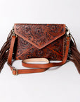 American Darling ADBG476ANTBR Envelope Hand Tooled Genuine Leather Women Bag Western Handbag Purse
