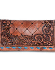 American Darling ADBG495BR Wallet Hand Tooled Genuine Leather Women Bag Western Handbag Purse
