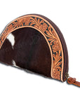 American Darling ADBG397BRWTAN Taco Hand Tooled Hair On Genuine Leather Women Bag Western Handbag Purse