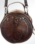American Darling ADBG498A Canteen Hand Tooled Genuine Leather Women Bag Western Handbag Purse