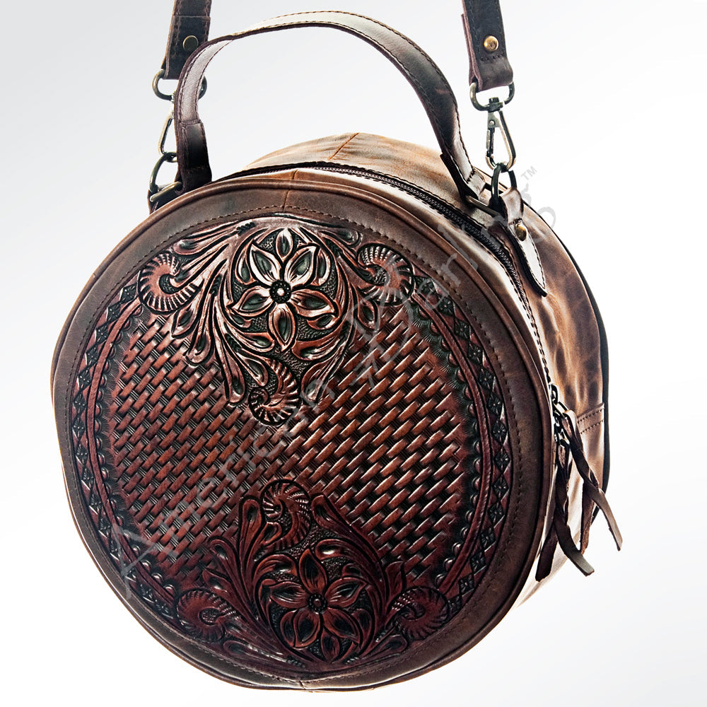American Darling ADBG498A Canteen Hand Tooled Genuine Leather Women Bag Western Handbag Purse