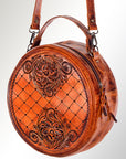 American Darling ADBG498A Canteen Hand Tooled Genuine Leather Women Bag Western Handbag Purse