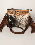 American Darling Small Crossbody Hand Tooled Hair On Genuine Leather Women Bag Western Handbag Purse