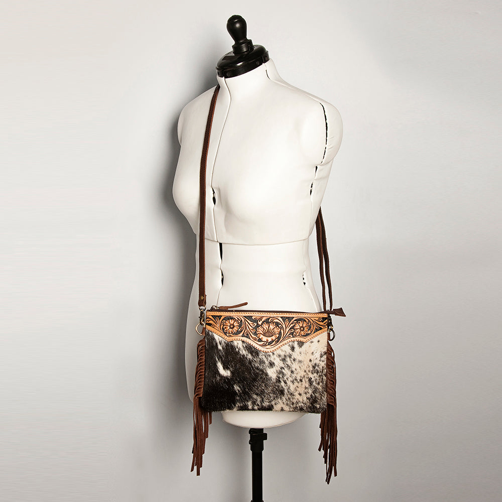 American Darling Small Crossbody Hand Tooled Hair On Genuine Leather Women Bag Western Handbag Purse