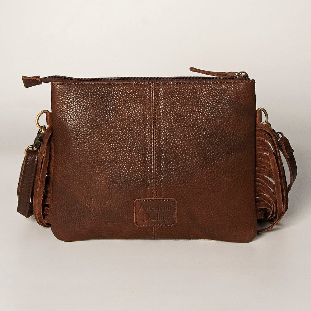 American Darling Small Crossbody Hand Tooled Hair On Genuine Leather Women Bag Western Handbag Purse