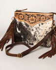 American Darling Small Crossbody Hand Tooled Hair On Genuine Leather Women Bag Western Handbag Purse