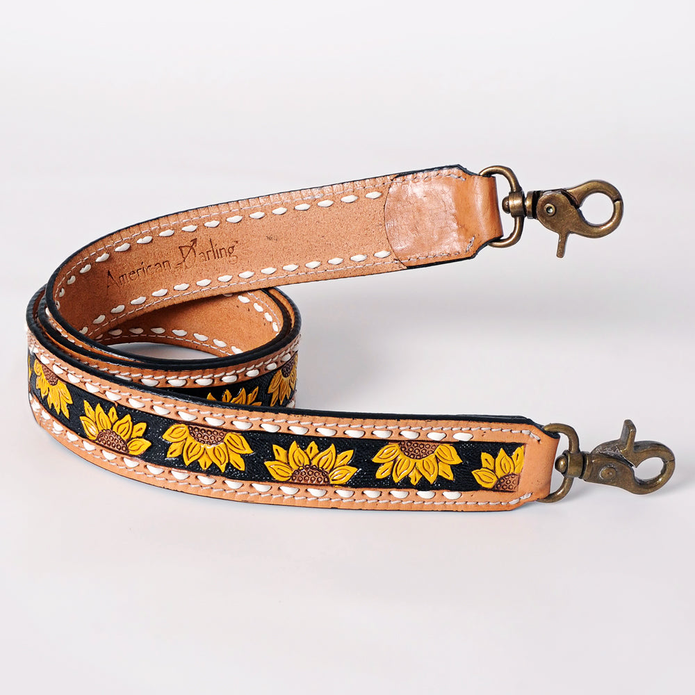 American Darling ADSTF101WHBU Hand Tooled Genuine Leather Crossbody Handle Strap For Bags