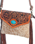 American Darling ADBGD101 Envelope Hand Tooled Hair-On Genuine Leather Women Bag Western Handbag Purse