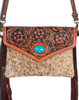 American Darling ADBGD101 Envelope Hand Tooled Hair-On Genuine Leather Women Bag Western Handbag Purse