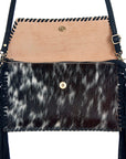 American Darling ADBGD106BKWBR Envelope Hand Tooled Hair On Genuine Leather Women Bag Western Handbag Purse