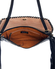 American Darling ADBGD106BKWBR Envelope Hand Tooled Hair On Genuine Leather Women Bag Western Handbag Purse