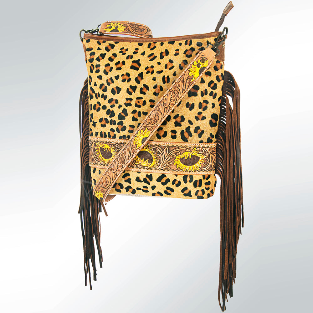 American Darling Messenger Hand Tooled Hair On Genuine Leather Women Bag Western Handbag Purse