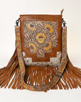 American Darling Messenger Hand Tooled Hair On Genuine Leather Women Bag Western Handbag Purse