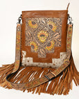 American Darling Messenger Hand Tooled Hair On Genuine Leather Women Bag Western Handbag Purse