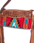 American Darling ADBGZ157DAR2 Clutch Hand Tooled Saddle Blanket Genuine Leather Women Bag Western Handbag Purse