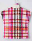 Plaid Sherpa Buttoned Jacket Vest