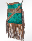 American Darling ADBGS192TRQ2FRNGA Messenger Hand Tooled Hair On Genuine Leather Women Bag Western Handbag Purse