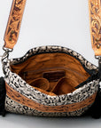 American Darling ADBGS192SNKFRNGA Messenger Hand Tooled Hair On Genuine Leather Women Bag Western Handbag Purse