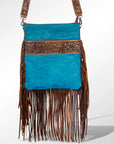 ADBGS192TRQ3FRNGA American Darling Hand Tooled Hair On Genuine Leather Women Bag Western Handbag Purse