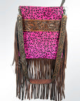 American Darling ADBGS192PKCHEFRNGA Messenger Hand Tooled Hair On Genuine Leather Women Bag Western Handbag Purse