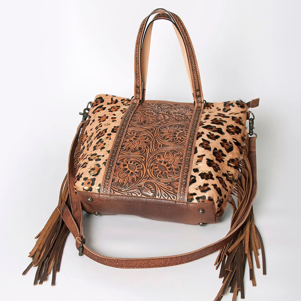 American Darling ADBG502ABRAH Tote Hand Tooled Hair-On Genuine Leather Women Bag Western Handbag Purse