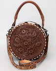American Darling ADBG505 Canteen Hand Tooled Genuine Leather Women Bag Western Handbag Purse