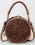 American Darling ADBG505 Canteen Hand Tooled Genuine Leather Women Bag Western Handbag Purse