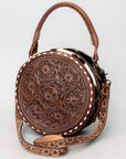 American Darling ADBG505 Canteen Hand Tooled Genuine Leather Women Bag Western Handbag Purse
