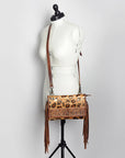 American Darling ADBG506CHEGOFRNG Small Crossbody Hand Tooled Hair-On Genuine Leather Women Bag Western Handbag Purse