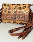 American Darling ADBG506CHEGOFRNG Small Crossbody Hand Tooled Hair-On Genuine Leather Women Bag Western Handbag Purse