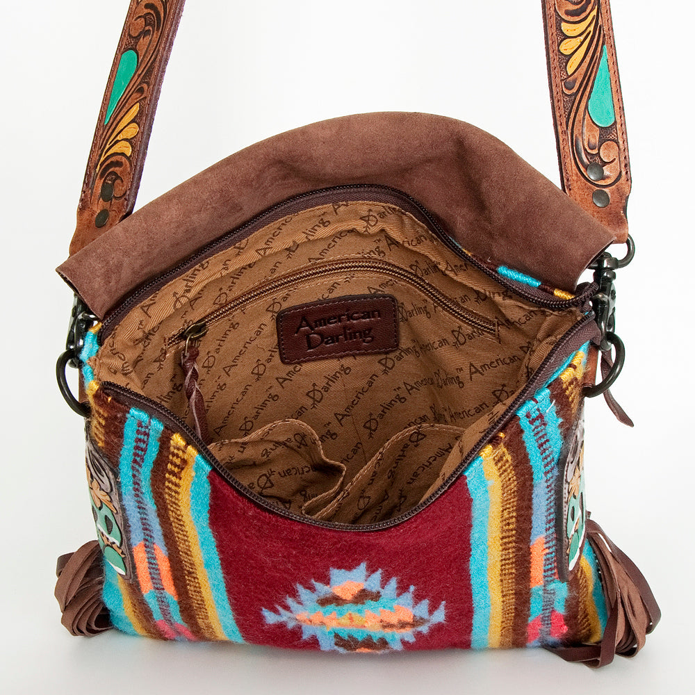 American Darling Messenger Saddle Blanket Genuine Leather Women Bag Western Handbag Purse